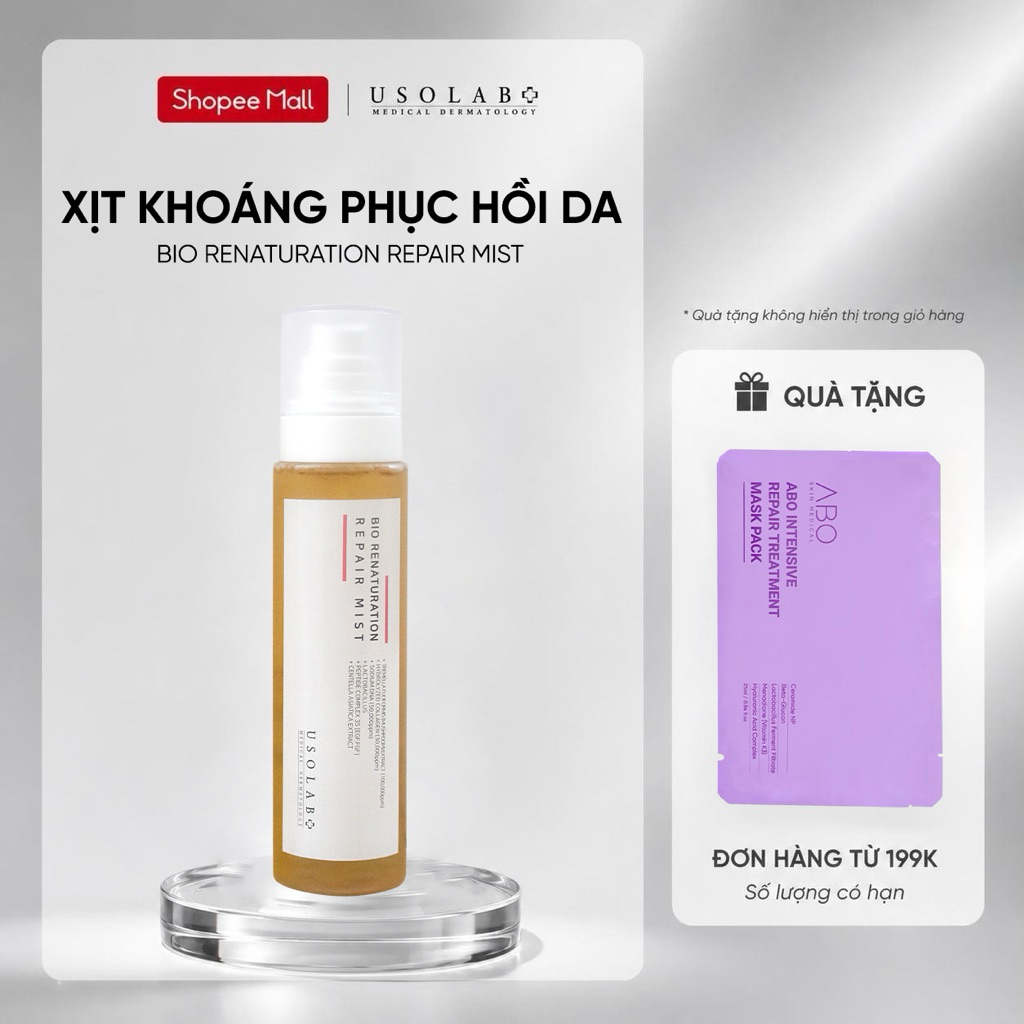 Xịt khoáng và toner 2in1 trắng da, phục hồi USOLAB - Bio Renaturation Repair Mist 150ml