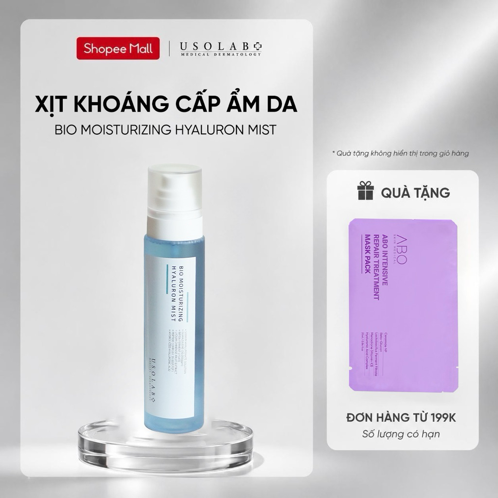 Xịt khoáng cấp ẩm Bio Moisturizing Hyaluron Mist USOLAB Giảm dầu ngừa mụn & làm sạch sâu cho mọi loại da 150ml