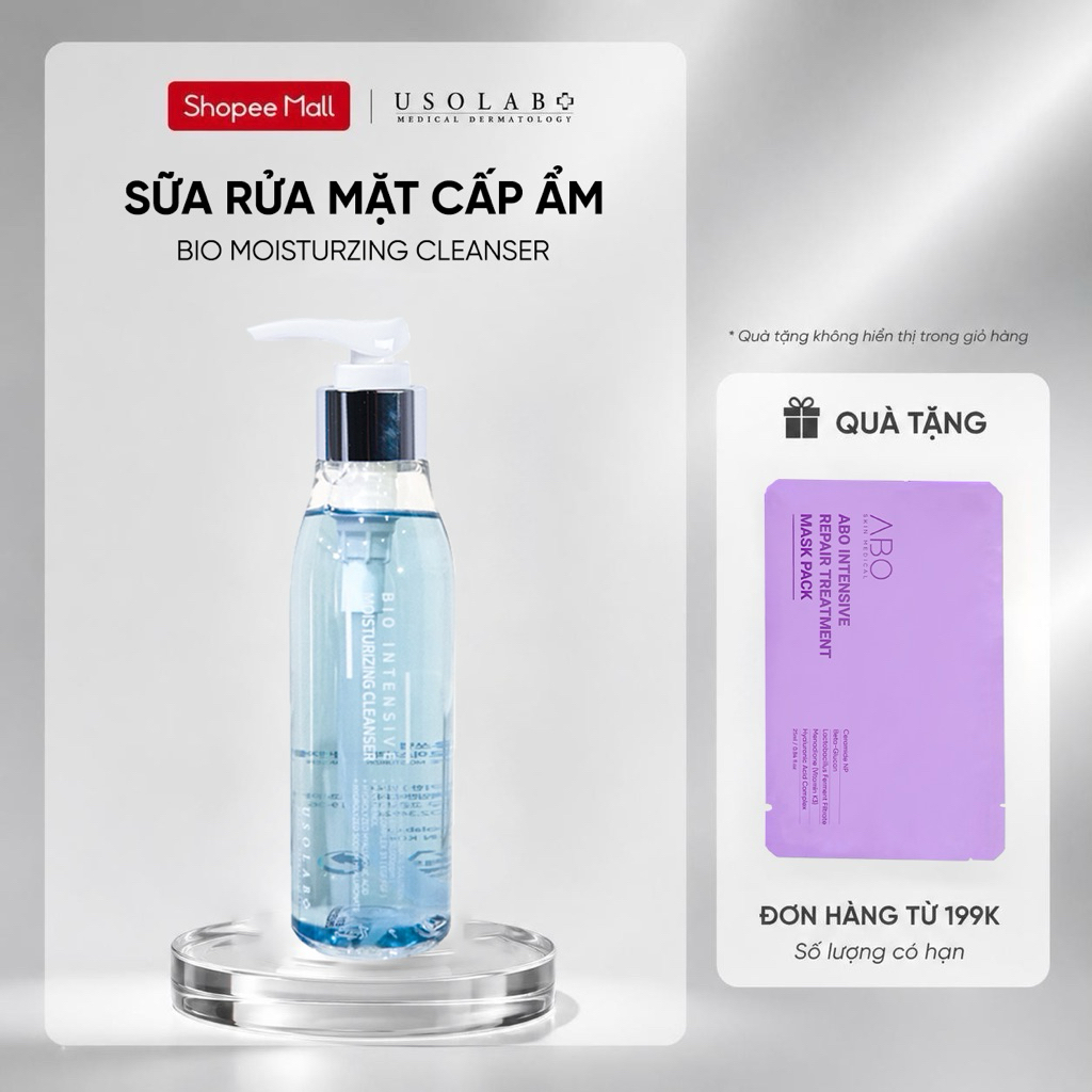 Sữa rửa mặt cấp ẩm HA thủy phân USOLAB - Bio Moisturzing  Cleanser 150ml