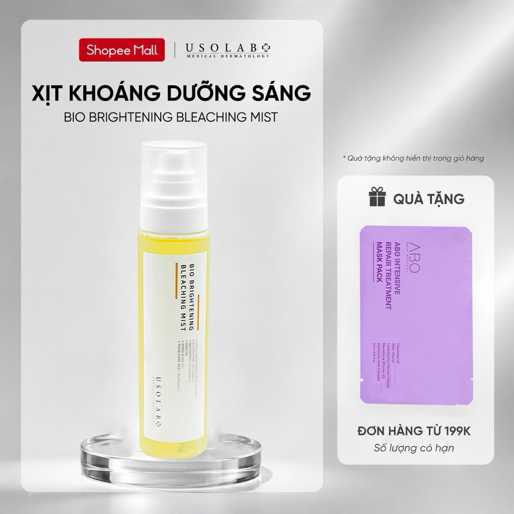 Xịt khoáng dưỡng trắng và toner 2in1 USOLAB  -  Bio Brightening Bleaching Mist 150ml