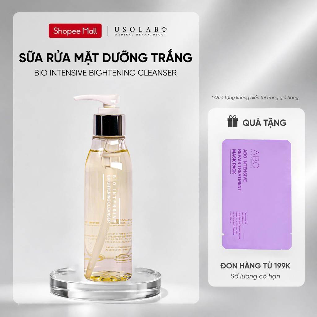 Sữa rửa mặt trắng da USOLAB - Bio Intensive Bightening Cleanser - Giúp dưỡng sáng và mờ thâm nám 150ml