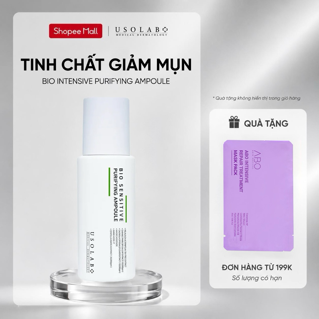 Tinh chất giảm dầu mụn Purifying Ampoule USOLAB -  Giúp kiềm dầu, giảm dầu mụn và giàm đỏ 50ml