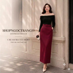 Chân Váy Dài 90cm Đai Vải Cạp Cao Tôn Dáng Thanh Lịch Công Sở Cao Cấp SHOPNGOCTRANG19 CV56