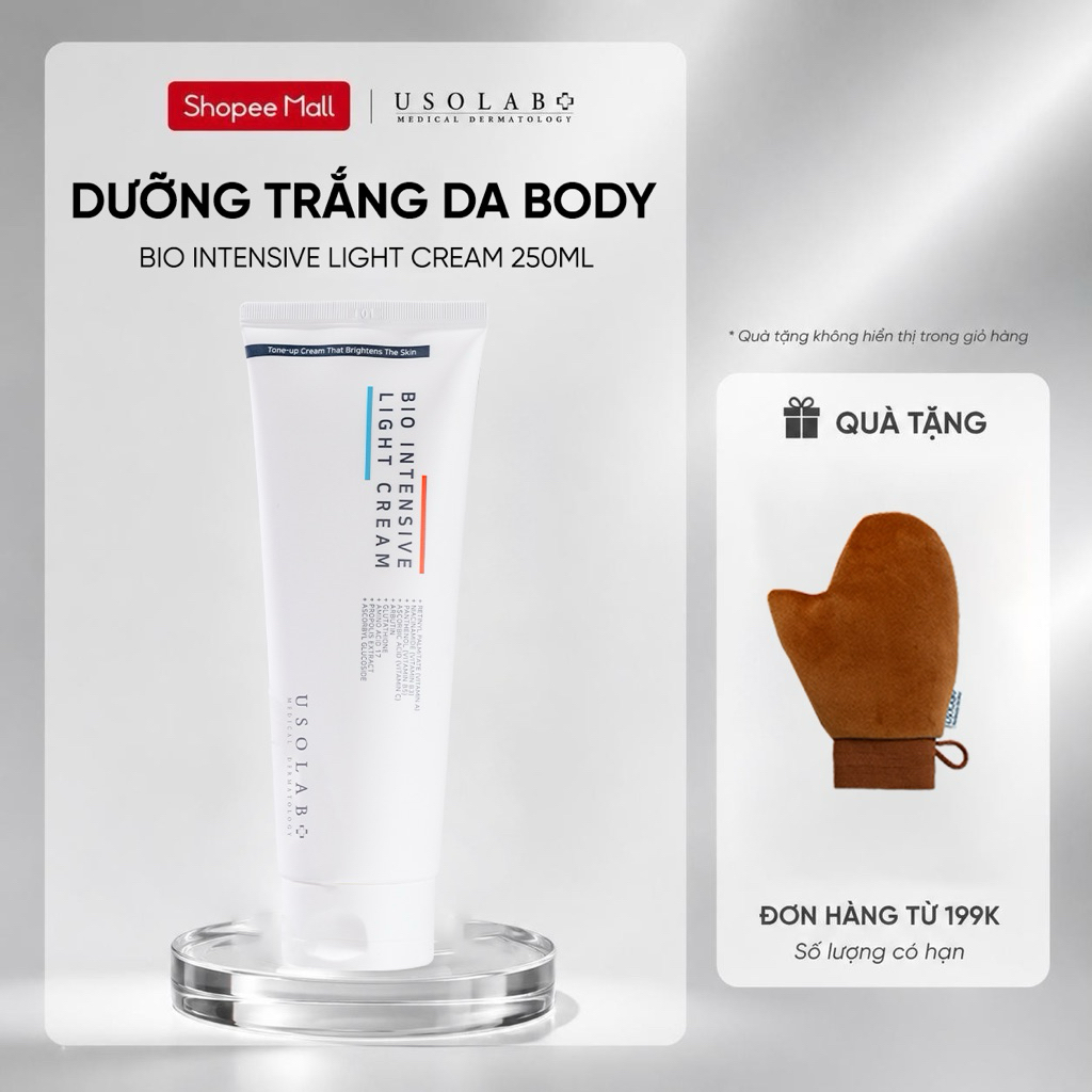 USOLAB Kem Dưỡng Trắng Da Body Bio Intensive Light Cream – Mờ Thâm Sạm, Dưỡng Ẩm Sáng Da Toàn Thân 250ml