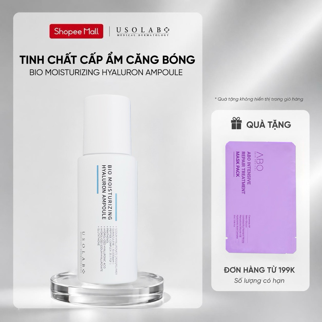 Serum HA USOLAB - Bio Moisturizing Hyaluron Ampoule - Tinh chất căng bóng HA thủy phân 50ml