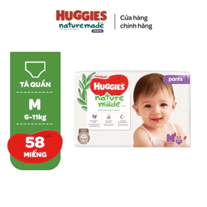 Tã/Bỉm quần Huggies Platinum NatureMade M58 (6-11kg)-Gói Super Jumbo 58 miếng