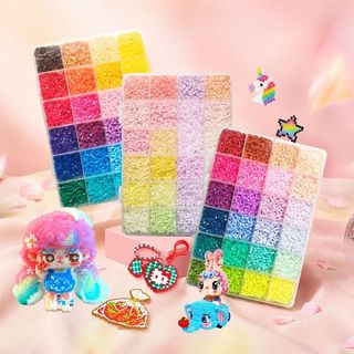 Bộ Hạt Xếp DIY 2.6mm Cho Bé, Kèm Nguyên Liệu, Làm Quà Handmade, Rèn Tập Trung