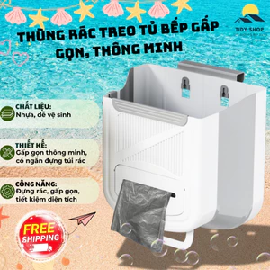 Thùng Rác Treo Tủ Bếp Gấp Gọn Thông Minh, TIDY SHOP, Có Ngăn Đựng Túi Rác, Treo Cửa Tủ Hoặc Treo Tường