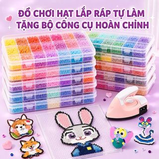 Bộ Hạt Xếp DIY 2.6mm Nhiều Màu Kèm Dụng Cụ Ủi & Phụ Kiện, Đồ Chơi Sáng Tạo Cho Bé, Quà Sinh Nhật