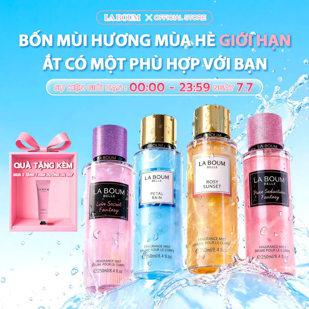 [Chân ái mùa hè]Xịt Thơm Bodymist Nữ LABOUM Có Nhũ 250ml Hương Hoa Quả Thơm Lâu An Toàn Cho Da Nhạy Cảm