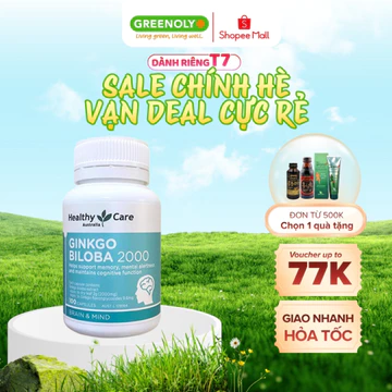 Viên Uống Bổ Não Healthy Care Ginkgo Biloba 2000mg 100 Viên