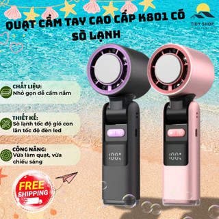 Quạt Cầm Tay K801 Có Sò Lạnh Tích Điện Mini Đèn Led Sạc USB Nhỏ Gọn, TIDY SHOP