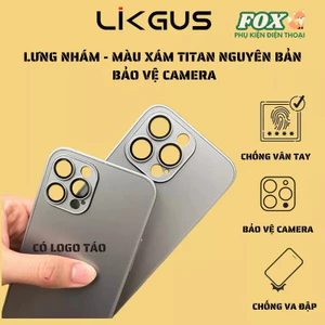 Ốp Likgus độ màu Titan giống IPhone 15 lưng nhám chống vân tay IPhone 11 12 13 14 15 16Promax Pro