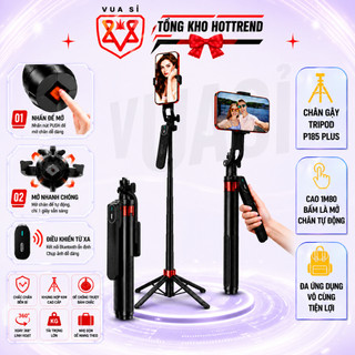 Tripod Gậy Selfie VUASI P185 Plus Mở Chân 1 Chạm ,Kèm Remote Bluetooth Dùng Cho Điện Thoại Máy Ảnh