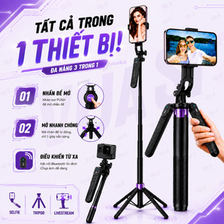 Tripod Gậy Selfie VUASI P185 Plus Mở Chân 1 Chạm ,Kèm Remote Bluetooth Dùng Cho Điện Thoại Máy Ảnh