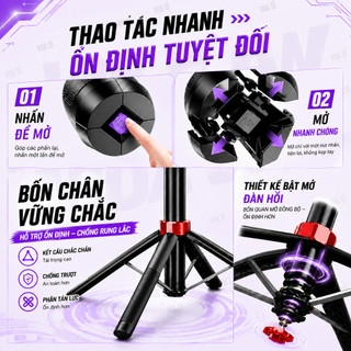 Tripod Gậy Selfie VUASI P185 Plus Mở Chân 1 Chạm ,Kèm Remote Bluetooth Dùng Cho Điện Thoại Máy Ảnh