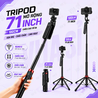 Tripod Gậy Selfie VUASI P185 Plus Mở Chân 1 Chạm ,Kèm Remote Bluetooth Dùng Cho Điện Thoại Máy Ảnh