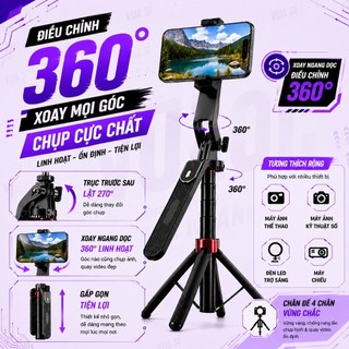 Tripod Gậy Selfie VUASI P185 Gậy Chụp Ảnh 4 Chân Tặng Kèm Remote, Chiều Dài Sử Dụng 30-180cm