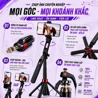 Tripod Gậy Selfie VUASI P185 Gậy Chụp Ảnh 4 Chân Tặng Kèm Remote, Chiều Dài Sử Dụng 30-180cm