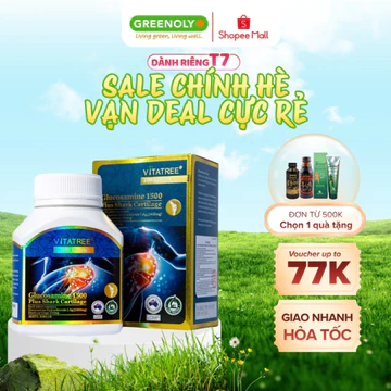 Viên Uống Hỗ Trợ Xương Khớp Glucosamine, Sụn Cá Mập Vitatree Glucosamine 1500 Plus Shark Caetilage