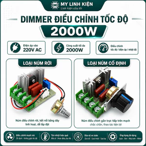 Dimmer 2000w 220V núm rời núm cố định điều chỉnh tốc độ chất lượng cao.