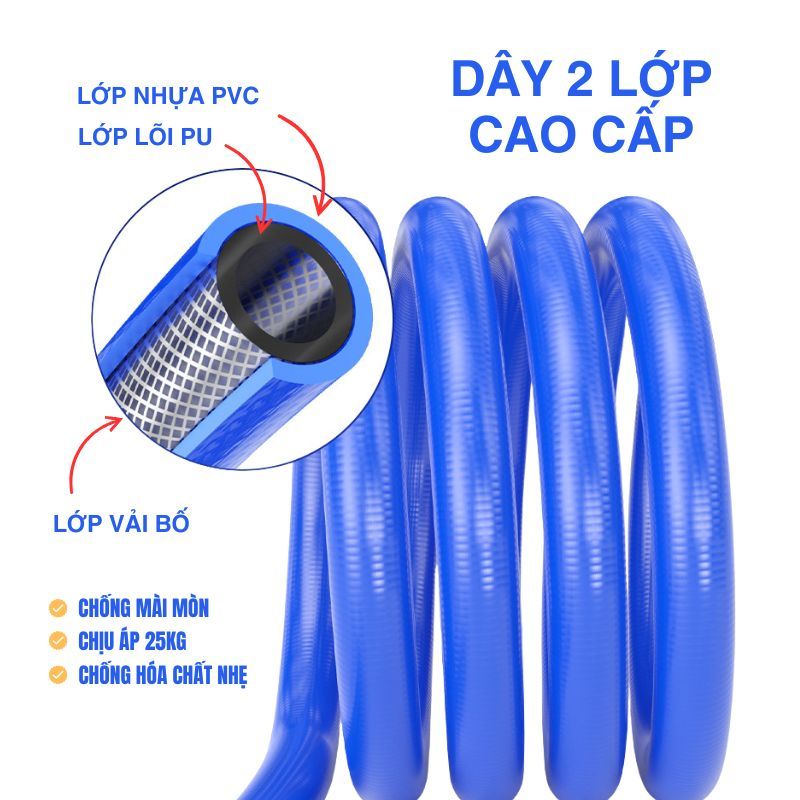 Cuộn Dây Hơi Tự Rút Phi 12-12x8mm Rulo Dây Khí Nén Tự Thu Bơm Khí Cho Gara ÔTô Rửa Xe Detailing