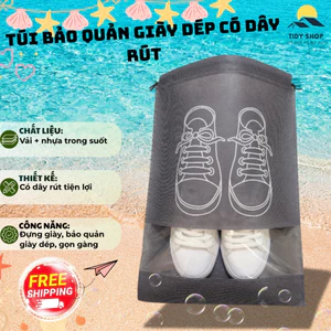 Túi Đựng Giày Du Lịch Chống Thấm, TIDY SHOP, Túi Bảo Quản Giày Dép Có Dây Rút, Túi Giày Thể Thao Trong Suốt Tiện Lợi