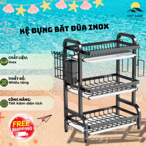 Kệ Úp Bát Đĩa Inox Đa Tầng Để Bàn, TIDY SHOP, Giá Phơi Bát Đĩa Khô Ráo Chén Đũa Đa Năng, Phụ Kiện Nhà Bếp Cao Cấp