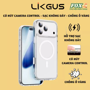 Ốp Lưng Trong Suốt Likgus Lin AI MAG Có Nút Camera Control Hỗ Trợ Sạc Không Dây IPhone 17/16Promax