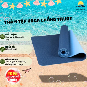 Thảm Tập Yoga Chống Trượt TPE 61x183cm, TIDY SHOP, Thảm Yoga Êm Ái, Bền Đẹp, Dùng Tập Luyện & Thư Giãn