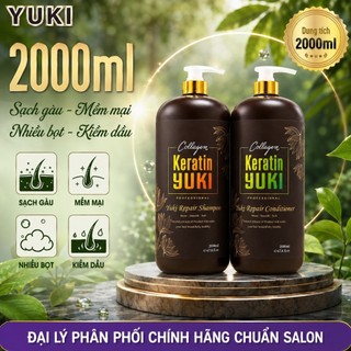 [ loại 1 ] Cặp Dầu Gội Xả Collagen Keratin YUKI 2000ML | Giảm Rụng Tóc, Kích Mọc Tóc, Phục Hồi Tóc Hư Tổn