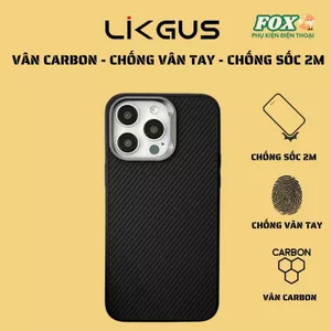 Ốp lưng Likgus vân Carbon cho IPhone 12promax 13promax 14promax 15promax 16promax