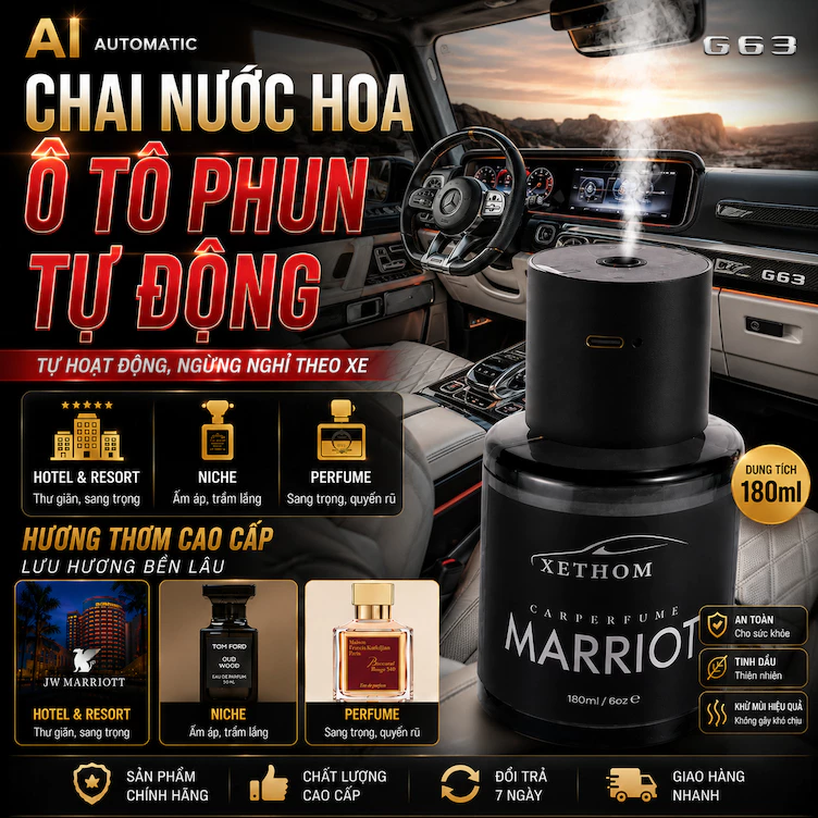 Nước Hoa Xethom Tự Động AI Automatic - Máy Tạo Hương JW Marriott 5 Sao Cao Cấp, Đổ Thêm Dễ Dàng, Dung Tích 180ml — ảnh 1