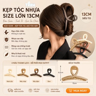 Kẹp Tóc, Kẹp Tóc Càng Cua 13cm Size Lớn Tròn Cài Tóc Sóng Nhám Acrylic Dịu Dàng Cho Nữ