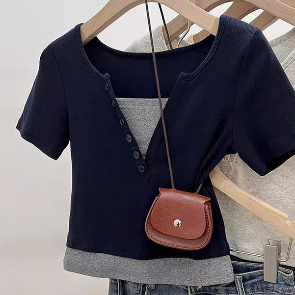 [LOẠI 1] Áo thun tay ngắn cổ chữ V phối màu dáng babytee tiểu thư sang chảnh chất cotton mịn dày A7 SUTANO | BigBuy360 - bigbuy360.vn
