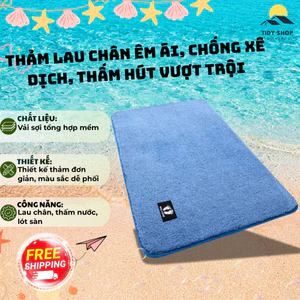 Set 5 Thảm Lót Sàn Sợi Tổng Hợp Thấm Nước, TIDY SHOP, Miếng Lau Chân Nhà Tắm Chống Xê Dịch Cho Bếp Phòng Giặt