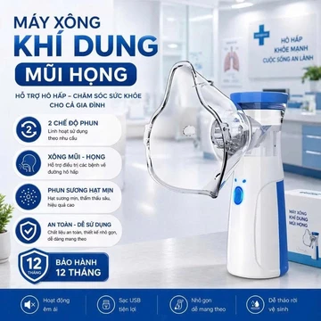 Máy xông khí dung cầm tay cho bé và người lớn, Máy xông mũi họng đa năng đa năng giúp vệ sinh mũi họng cho bé tại nhà