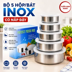 Bộ 5 hộp/bát INOX có nắp đậy