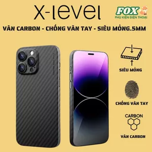 Ốp lưng X-LEVEL vân Carbon siêu mỏng 0.8MM cho iPhone 14Promax 13Promax 12Promax 15Promax 16Promax