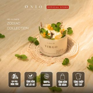 Nến trụ thấp trang trí hoa lá Handmade, Quà sinh nhật, Quà kỷ niệm, Zodiac Collection - ONIÕ