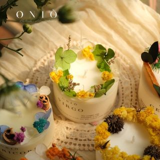 Nến trụ thấp trang trí hoa lá Handmade, Quà sinh nhật, Quà kỷ niệm, Zodiac Collection - ONIÕ