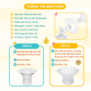 Đệm Giảm Size Silicone Coniu, Trợ Phễu Hạ Size 15-17-19-21-24mm Giúp Mẹ Hút Sữa Hiệu Quả( Hộp 1 Chiếc)