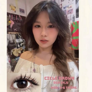 Lens nâu choco giãn tròng Hàn Quốc ELY LENS mẫu CICLE BROWN DIA 14.5 giá 1 hiển thị là 1 chiếc