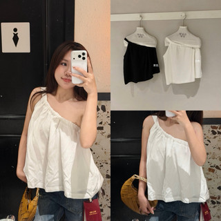 𝐏𝐡𝐢𝐞𝐧 𝐖𝐆𝐖𝐄 | (Sẵn) w9761 Áo Dây 1 Vai Chất Thô Dáng A 2 Màu