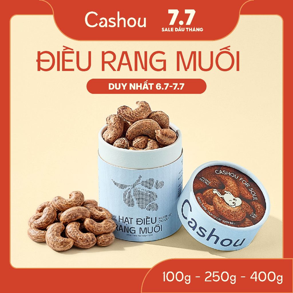 Hạt Điều Nguyên Hạt Rang Muối Cashou - Hạt Điều Vỏ Lụa Bình Phước Giàu Dinh Dưỡng