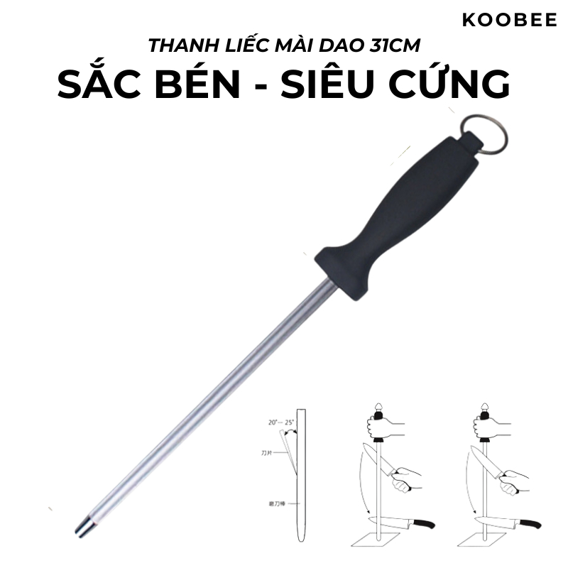 Dụng Cụ Mài Dao KOOBEE 31cm Thép Carbon Siêu Cứng - Thanh Mài Dao Chống Mòn, Giữ Sắc Bén | 050