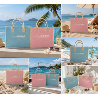 Túi vải Senademar Túi Xách, Túi Vải CanVas , Túi ToTe, Túi Cói Vintage Du Lịch Đi Biển Size To Có Khóa Kéo IS277