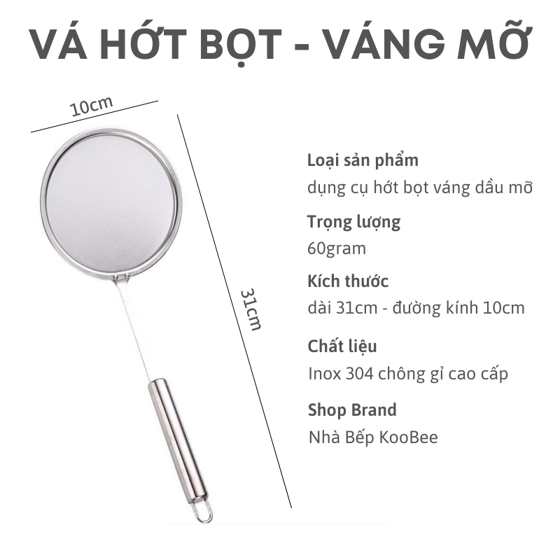 Muôi Vá Vớt Bọt Đa Năng KOOBEE – Lọc Váng Mỡ, Chiên Rán, Rây Bột Siêu Tiện Lợi (NB53)