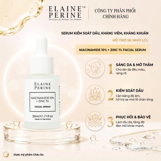 [Elaine Perine] Serum kiểm soát dầu hỗ trợ se nhỏ lỗ chân lông Niacinamide 10%  Zinc 15 Facial Serum