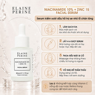 [Elaine Perine] Serum kiểm soát dầu hỗ trợ se nhỏ lỗ chân lông Niacinamide 10%  Zinc 15 Facial Serum